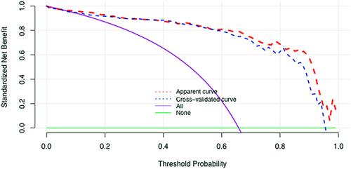 Figure 6 DCA for the nomogram in the prediction of PIBO.