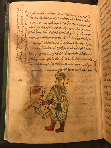 Figure 6. Main drawing of figure Wonders of Mechanics of Shadiyabadi Mandu, 1509, British Library Or 13718, f. 116a. © British Library Board.