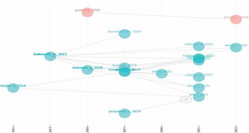 Figure 11. Historic direct citation network for the top 20 authors.