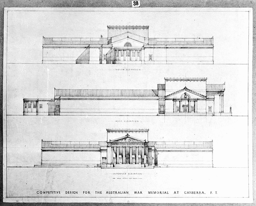 Figure 8. Peter Kaad, competition design for the Australian War Memorial, elevation view (1925–26). Collection: National Archives of Australia.