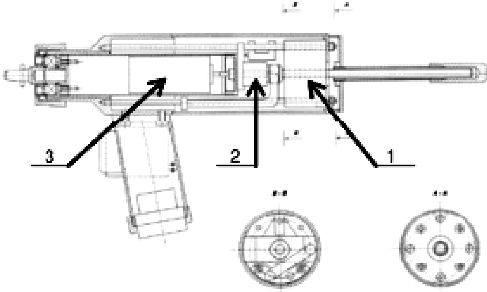 Figure 5. Structure drawing of ODRO. The numbers 1, 2 and 3 indicate the linear drive, the load cell and the rotary drive, respectively.