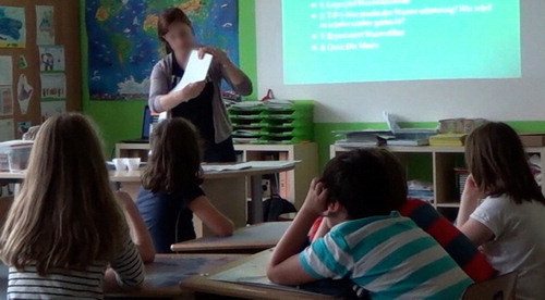 Figure 5. Teacher introducing the hand out.
