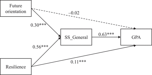 Figure 1. The mediation model of general social support.