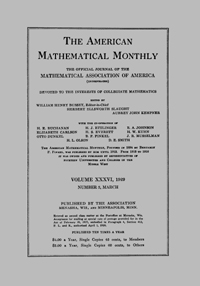 Cover image for The American Mathematical Monthly, Volume 36, Issue 3, 1929