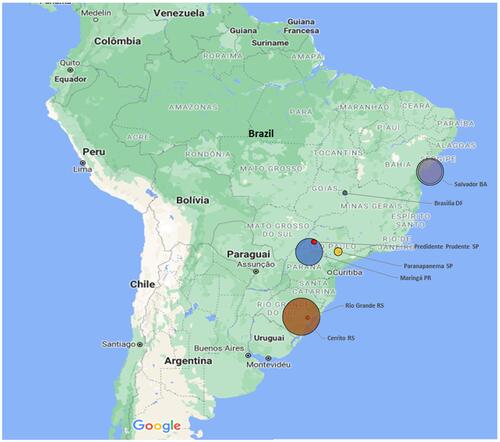 Figure 1 Geographical distribution in Brazil of anti-Toxocara antibodies in adults examined by ELISA from 2010 to 2020.