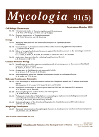 Cover image for Mycologia, Volume 91, Issue 5, 1999