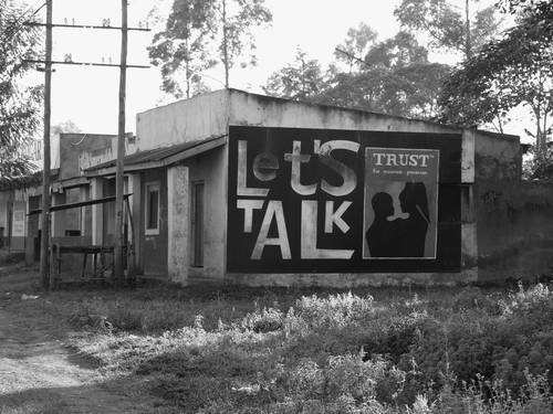 Figure 2.  ‘Let's Talk’, roadside kiosk near Kisumu, western Kenya, 2002 (Authors’ photograph)
