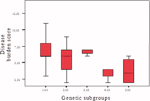Figure 2. Burden scores of patients according to genetic group.
