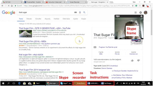 Figure 1. A screenshot of SIN’s screen (in bold—e.g., “Skype frame”—are our labels describing items on the screen)