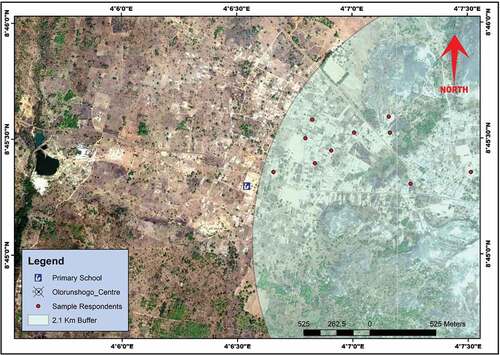 Figure 7. Education facility catchment radius analysis at Gaa-Sidi Village.