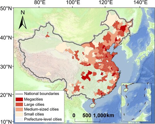 Figure 1. Selected 201 prefecture-level cities in China.