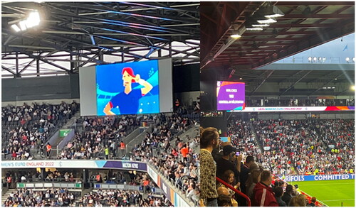 Figure 3. Instructional VAR-video and live VAR-situation during the semi-finals.