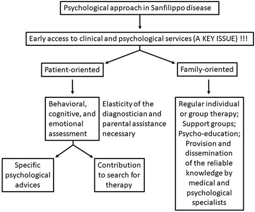 Figure 3 Summary of the psychological approach in Sanfilippo disease.
