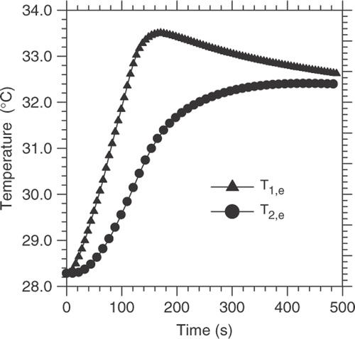 Figure 8. Temperature evoltution for AISI304 sample.