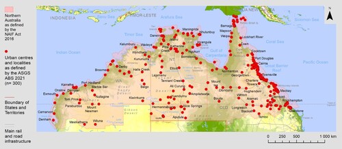 Figure 1. Urban centres and localities (UCLs) in Northern Australia in 2021.