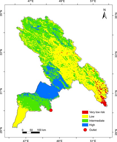 Figure 5. Flood hazard map of the Shatt Al-Arab basin.