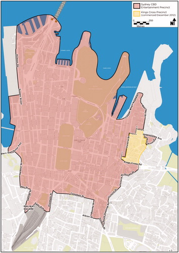 Figure 1. Sydney entertainment precinct (the Lockout Zone). Source: Liquor Amendment Act 2014, Schedule 1A (NSW).
