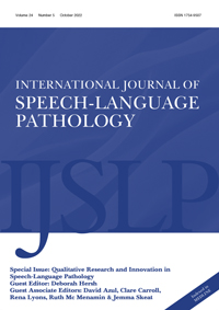 Cover image for International Journal of Speech-Language Pathology, Volume 24, Issue 5, 2022