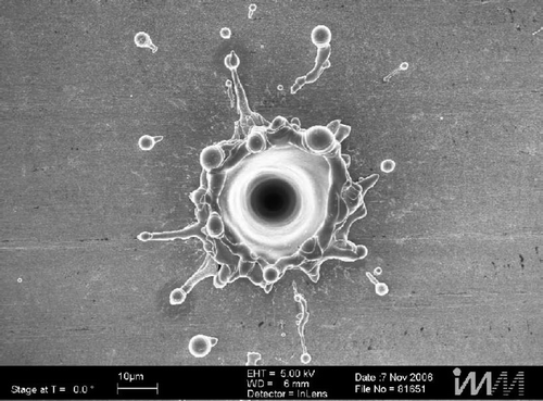 Figure 10. Nucleation site produced by laser beam at IMM (adapted from Citation7).