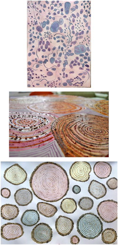 Figure A2. Examples of paintings made with environmentally friendly paints and highlighting a pattern found in nature.