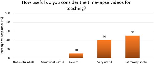 Figure 3. Responses to the question: ‘How useful do you consider the time-lapse videos for teaching?’ n = 10.