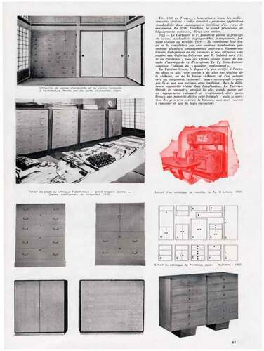 Figure 4. Examples of the interior space composition of a traditional Japanese house with storage cabinets presented in “The Art to Live in” (Perriand Citation1950, 61).