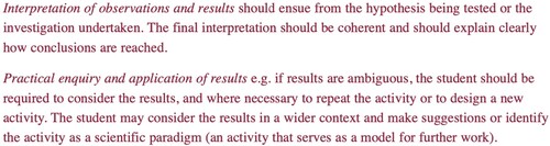 Figure 4. The reference to interpretation, application and practical enquiry subskills in practical policy (GOI Citation2003, 4).