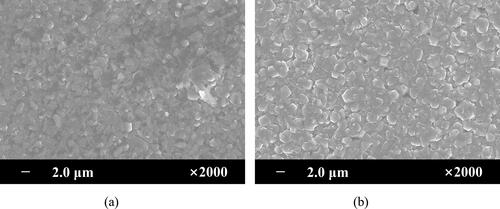 Figure 6. SEM images of the diamond deposited on GaN epi-layer using a double-substrate structure cavity (a) without and (b) with a 20 nm Si transition layer at 550 °C.