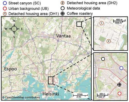 Figure 1. Locations of the measurement stations within the HMA.