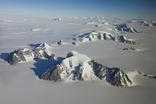 Figure 3. The Ellsworth Mountains are some of the highest in Antarctica, and get their name from American polar explorer Lincoln Ellsworth, who discovered them during his flight across the continent in 1935. Born into a prominent family in Illinois, Lincoln’s father was a noted donor to polar exploration. (He was also responsible for building one of the first skyscrapers in Chicago, known as the Ellsworth Building). Image by Pete Bucktrout / British Antarctic Survey.