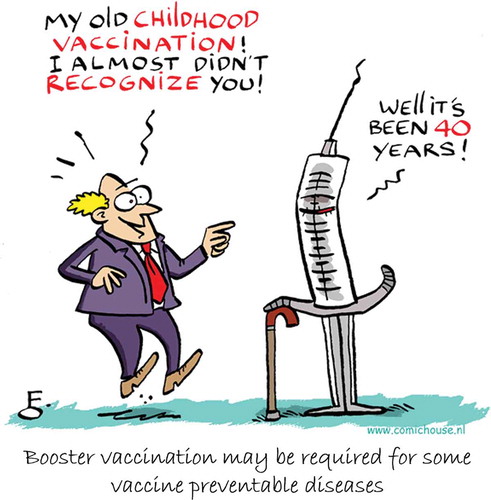 Figure 2. Booster vaccination may be required for some vaccine preventable diseases. © Comic House Amsterdam BV. Used with permission.