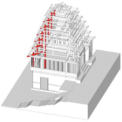 Figure 8. A repeatable frame(with a red mark) of Chuan-dou Drum Tower.