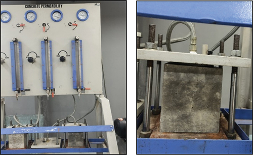 Figure 4. Permeability test on concrete cube.