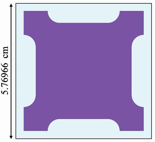 Fig. 8. SCALE model of an MSRE graphite stringer unit cell surrounded by fuel salt, resulting in the same moderator-to-fuel ratio as the full core (unit cell 2).