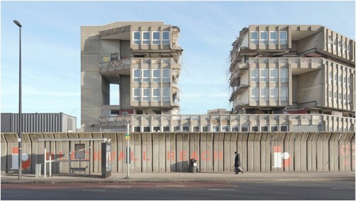 Figure 1. Robin Hood Gardens. Source: Image courtesy by Frearson, A., 2017. Footage reveals demolition of Robin Hood Gardens [online]. Available from: www.dezeen.com/2017/12/13/video-movie-footage-demolition-robin-hood-gardens-brutalist-smithsons/ [Accessed 12 November 2022].