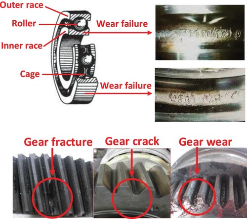 Figure 4. Diagrams of the failure of bearings and gears.