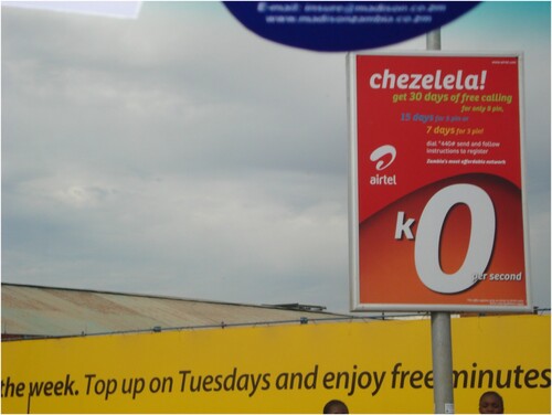 Figure 4. Airtel Chezelela advert (English/Nyanja, Ndola, May 2011).