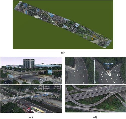 Figure 12. 3D model renderings: (a) global top view and (c) to (d) local details.