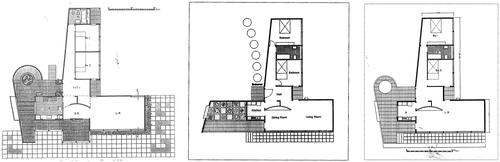 Figure 5 Hillfield, Whipsnade, floor plan as built as drawn by Tecton; Holly Frindle, Whipsnade, floor plan as designed, drawn by John Allan following Lubetkin’s instructions and Holly Frindle, Whipsnade floorplan as built, drawing by Tecton. As presented in Berthold Lubetkin: Architecture and the Tradition of Progress (London: Artifice, 2012), courtesy of John Allan.