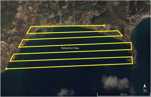 Figure 4. Flight plan for the UAS survey. The flight plan was calculated using the MapPilot software.