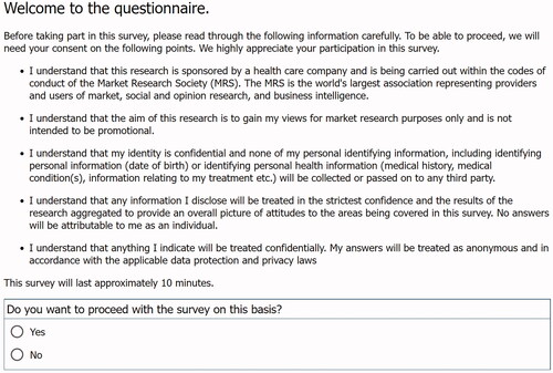 Figure 2. Example of TTO survey question.