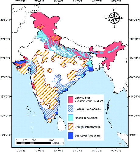 Figure1. Location of the study area showing the natural and climate-induced disaster in the country.