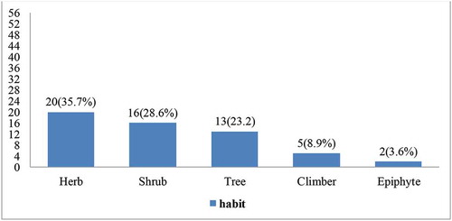 Figure 3. Habits of medicinal plants used to treat human ailments in the study area