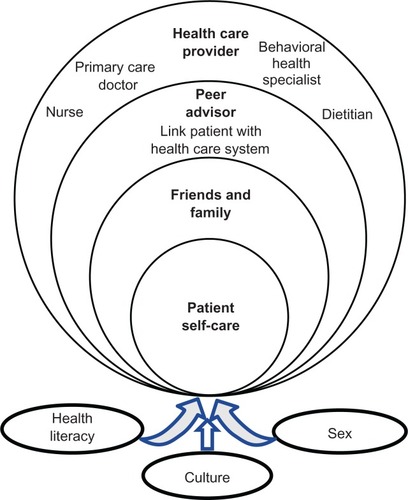 Figure 3 Levels of influence of social support networks in diabetes self-care.