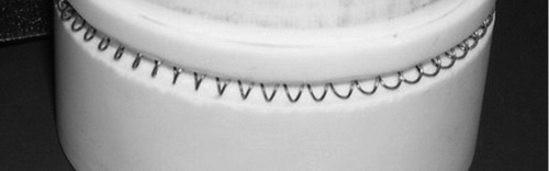 FIG. 2 Photograph of the filament coil mounted in the ceramic cylinder.