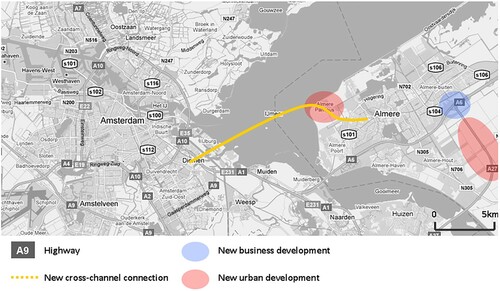 Figure 3. City of Almere and current planning strategies (adapted from Metropoolregio Amsterdam, Citation2009).