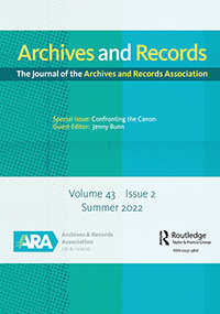 Cover image for Archives and Records, Volume 43, Issue 2, 2022