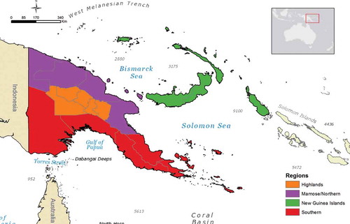 Figure 1. Map of regions in Papua New Guinea.