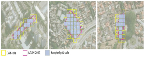 Figure 7. Comparison between the grid base layer before and after the sampling process (threshold of 50%).