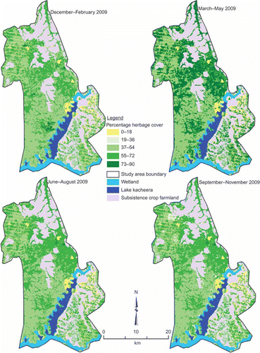 Figure 2. Spatial and seasonal patterns of herbage cover.